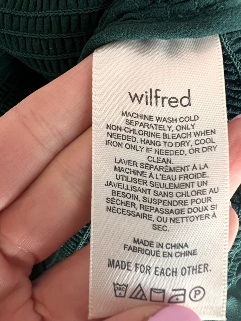 ARITZIA Wilfred Tempest Blouse Women's Dark Green Smocked Long-Sleeve Top - Picture 7 of 11